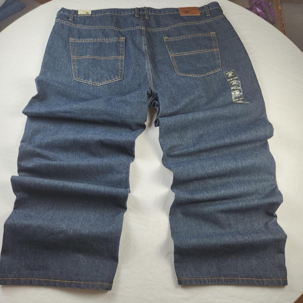 Beverly Hills Polo Club Mens Dark Blue Denim Jeans 48x30 Baggy Y2K Skater 90s